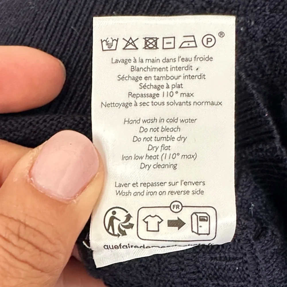 Sezane Lyna Jumper Knit Henley, in Navy - Picture 9 of 12